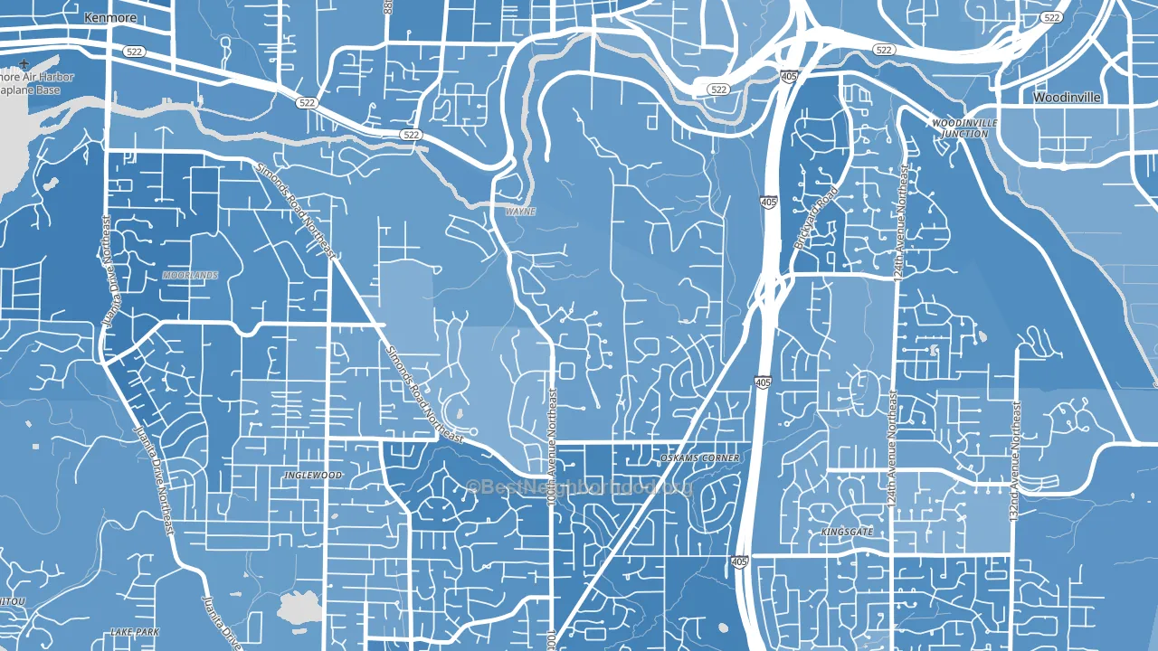 Waynita-Simonds-Norway Hill, Bothell, WA block-group political-lean map