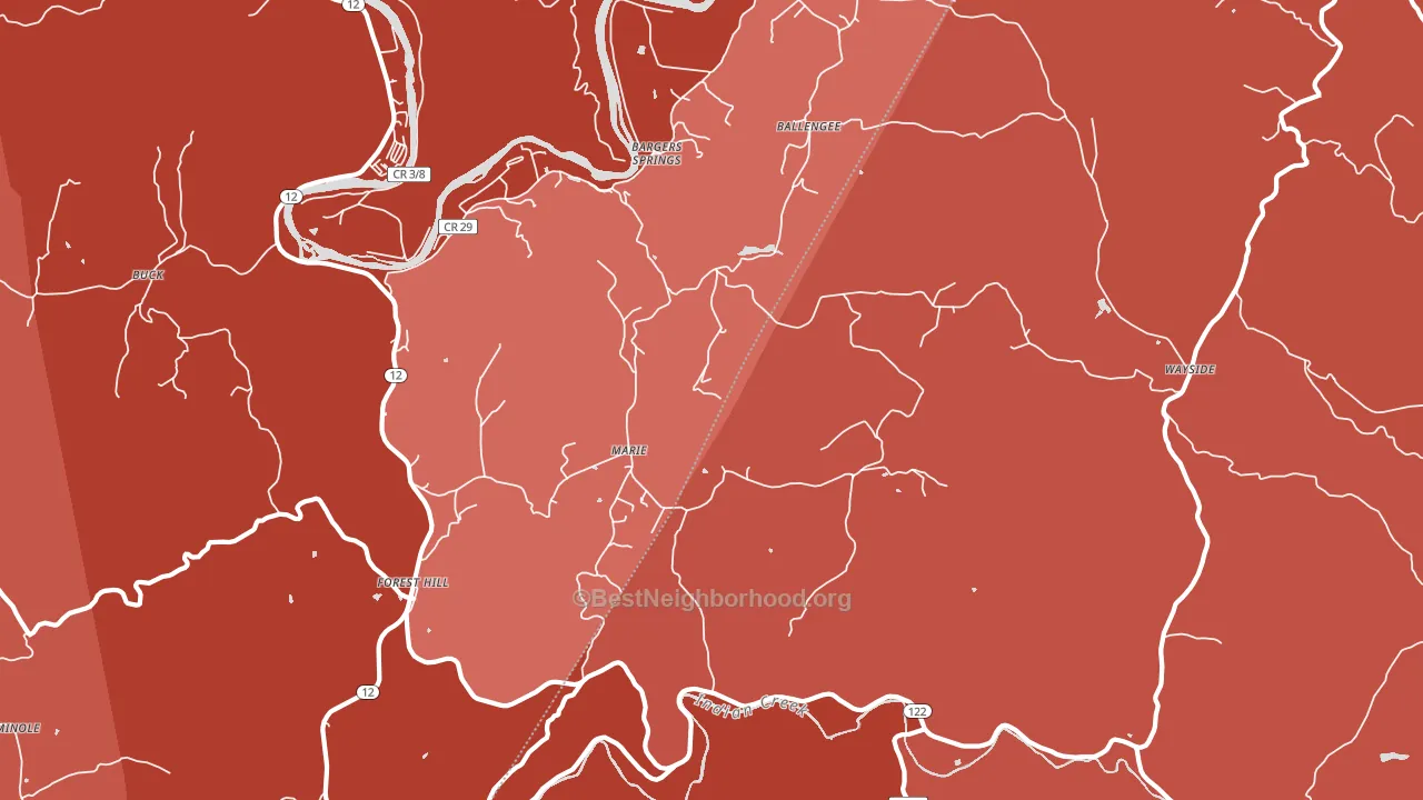 Wayside, WV block-group political-lean map