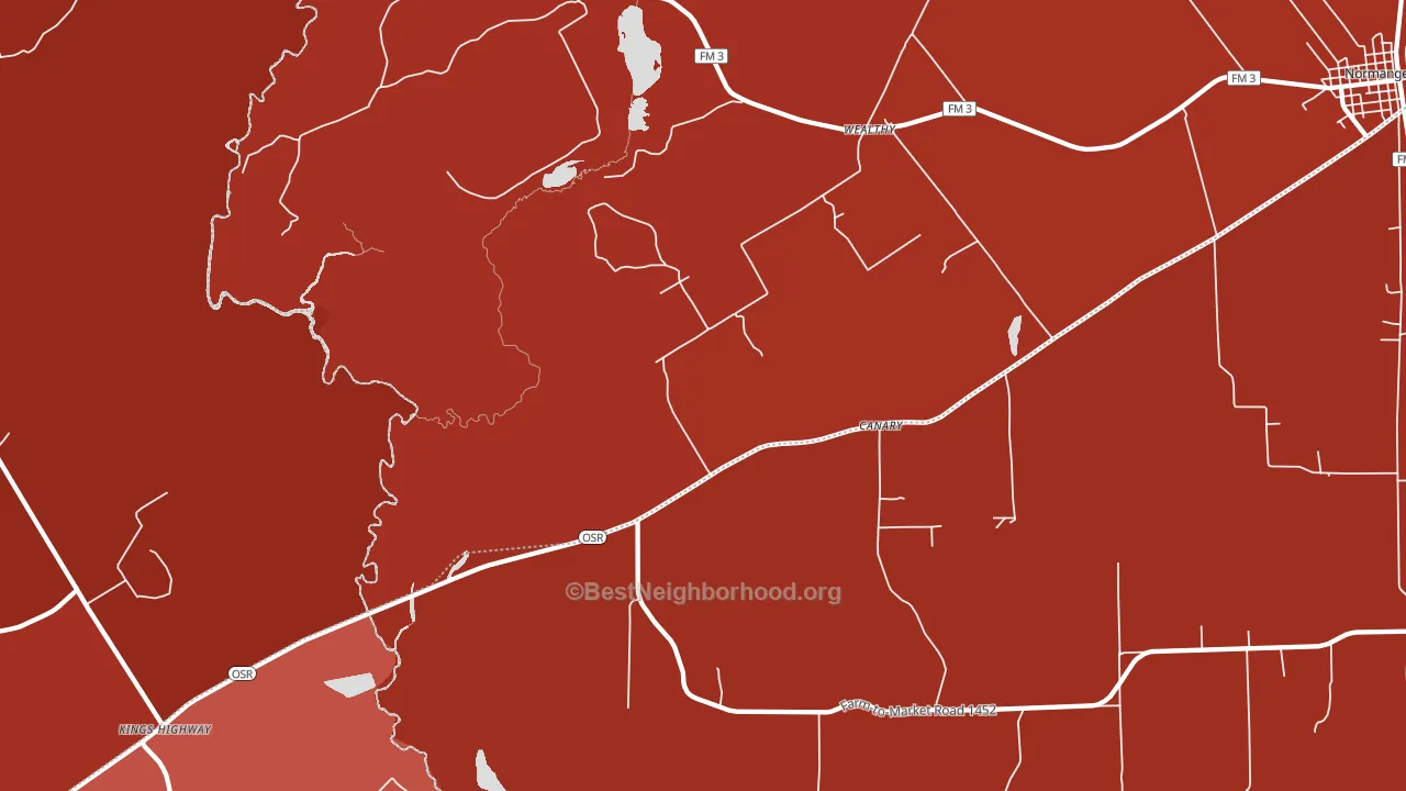 Wealthy, TX block-group political-lean map