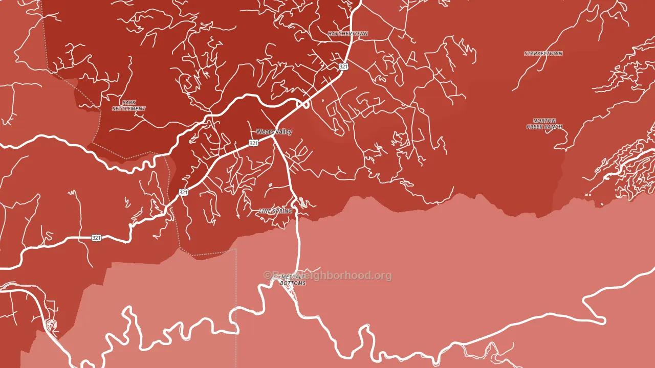 Wear Valley, TN block-group political-lean map