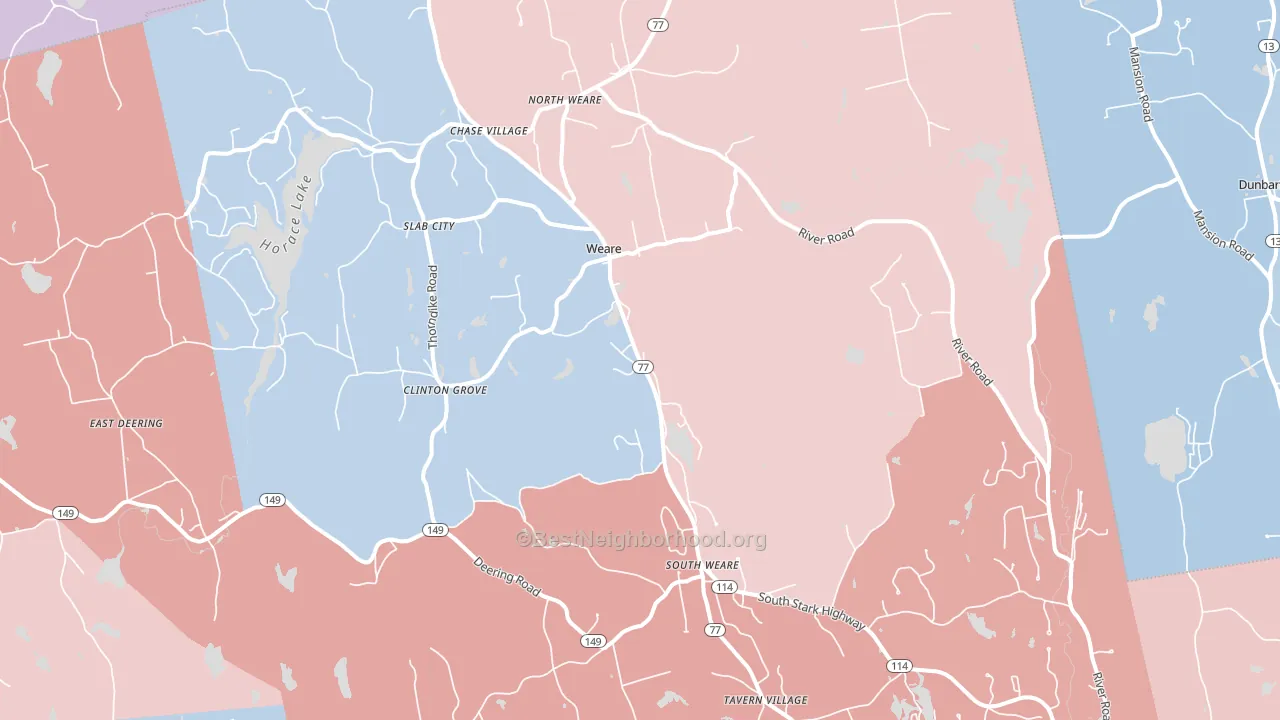 Weare, NH block-group political-lean map