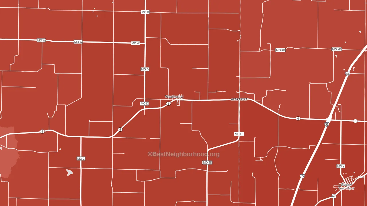 Weatherby, MO block-group political-lean map