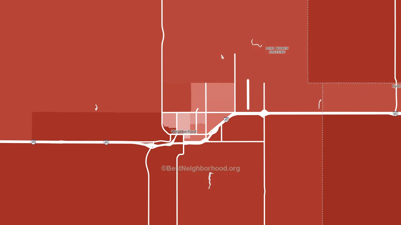 Weatherford, OK block-group political-lean map