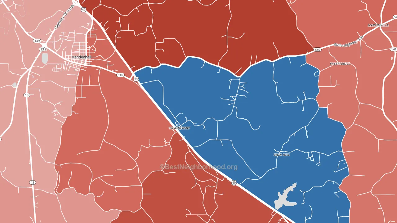 Weathersby, MS block-group political-lean map