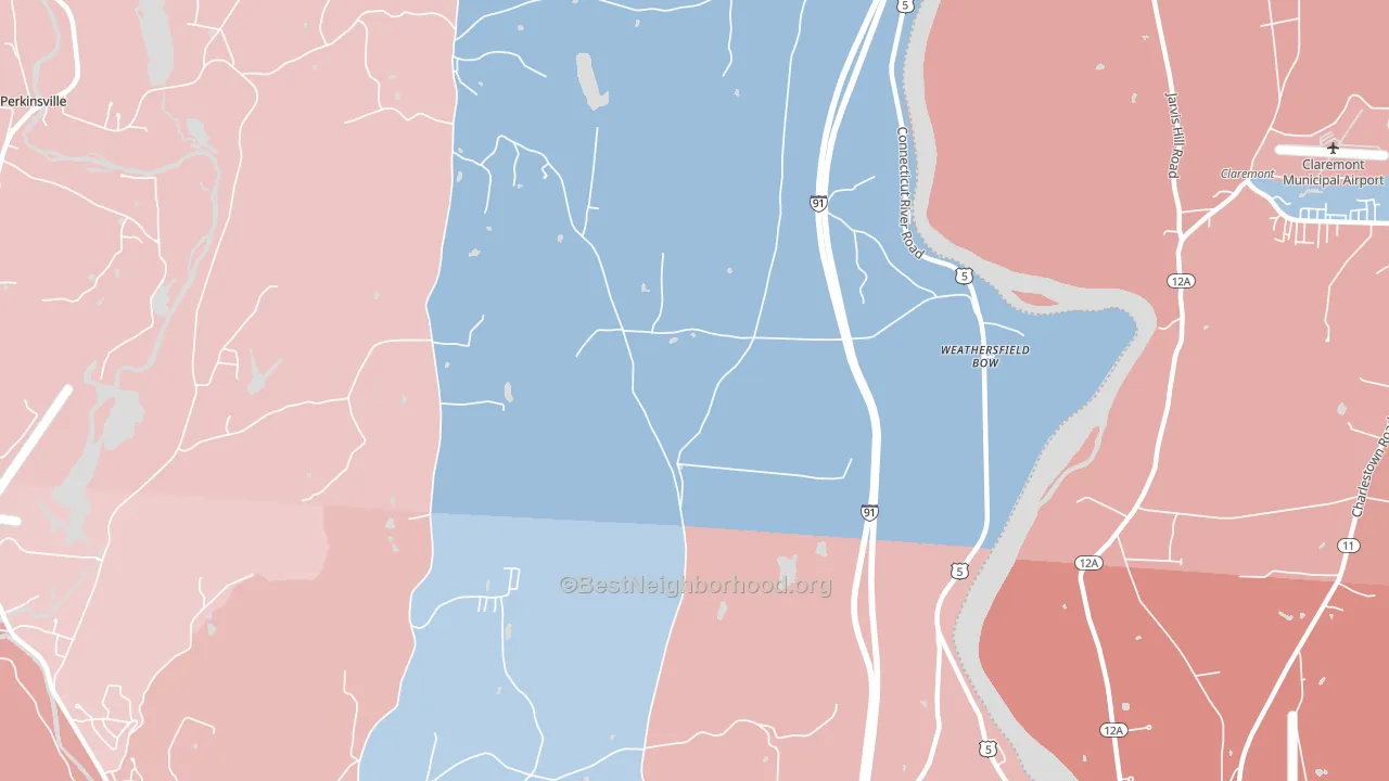 Weathersfield Bow, VT block-group political-lean map