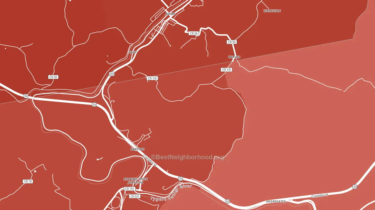 Weaver, WV block-group political-lean map