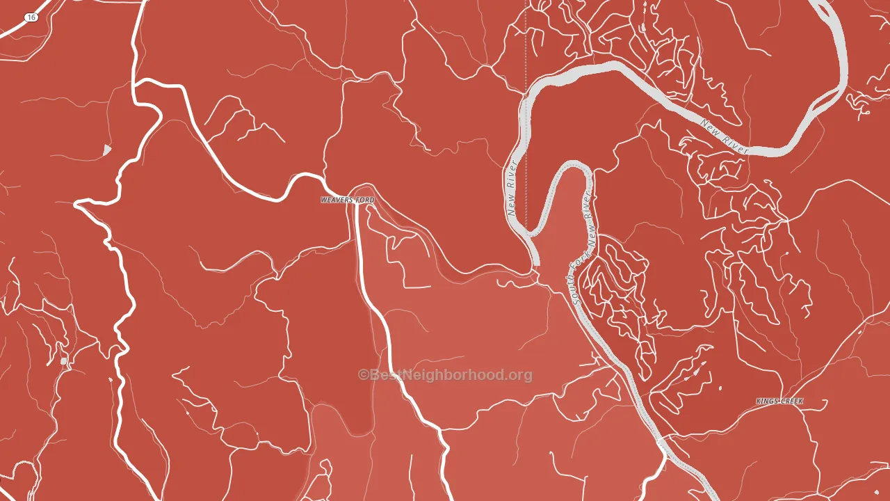 Weavers Ford, NC block-group political-lean map
