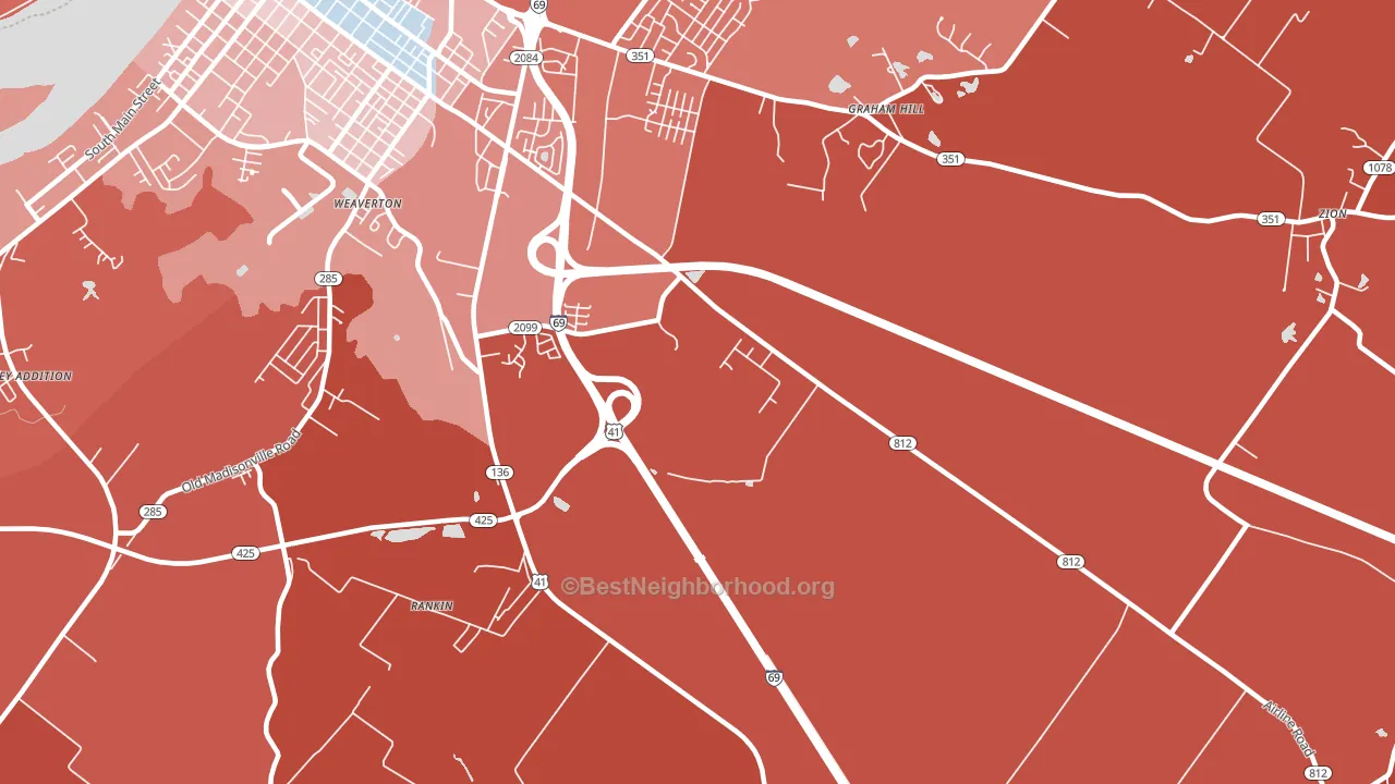 Weaverton, KY block-group political-lean map