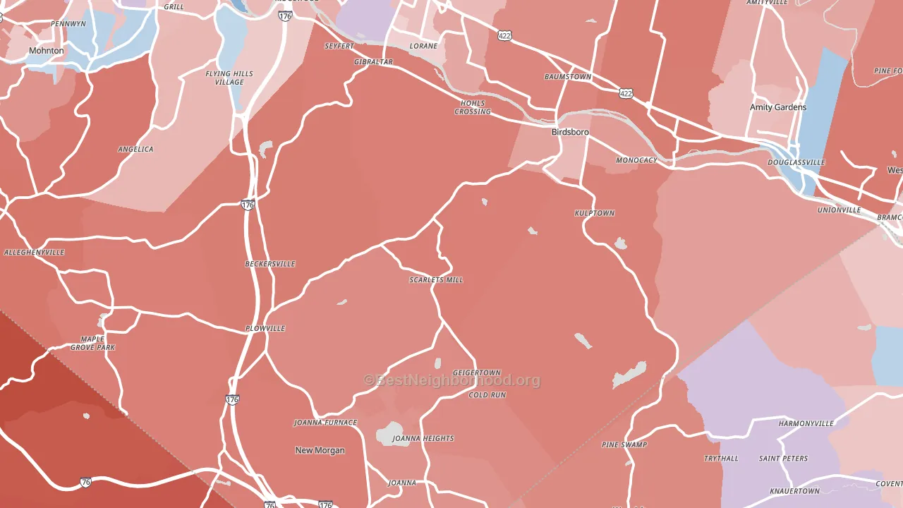 Weavertown, PA block-group political-lean map