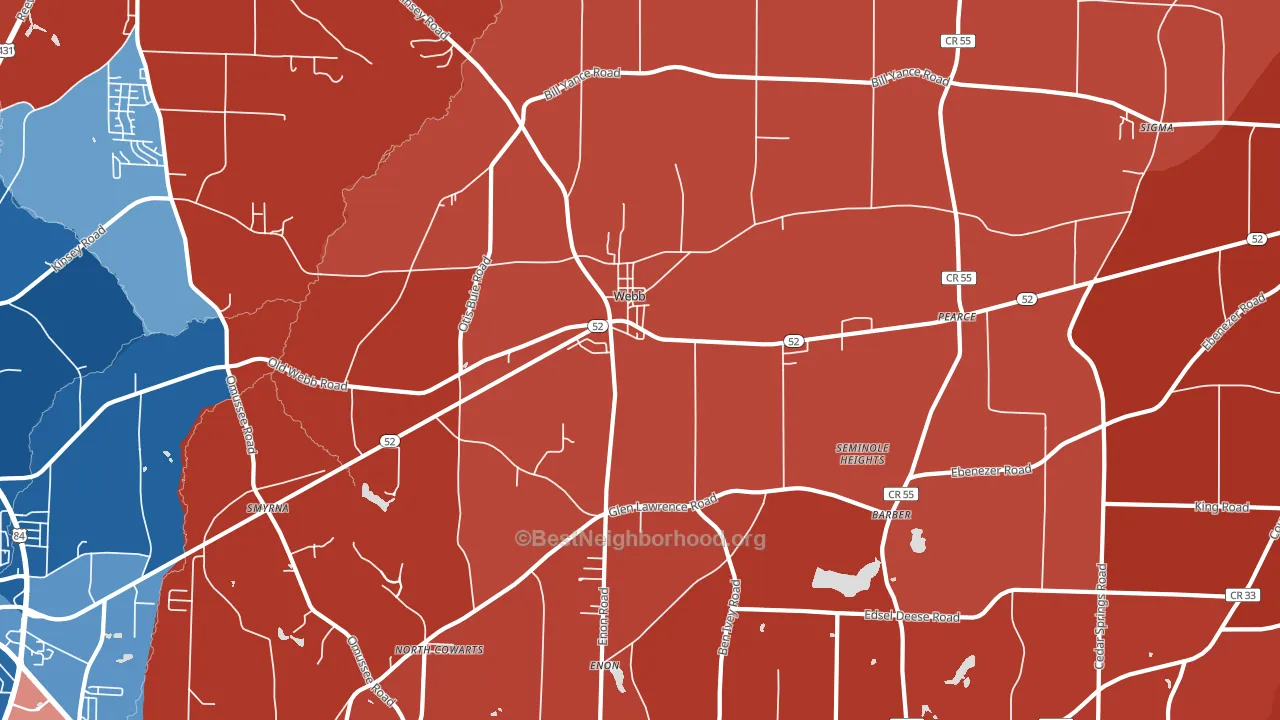 Webb, AL block-group political-lean map