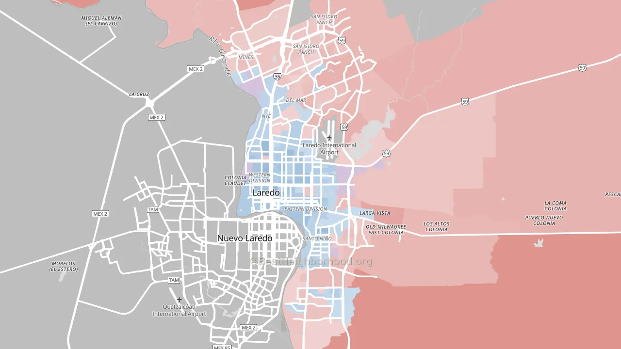 Webb County, TX block-group political-lean map