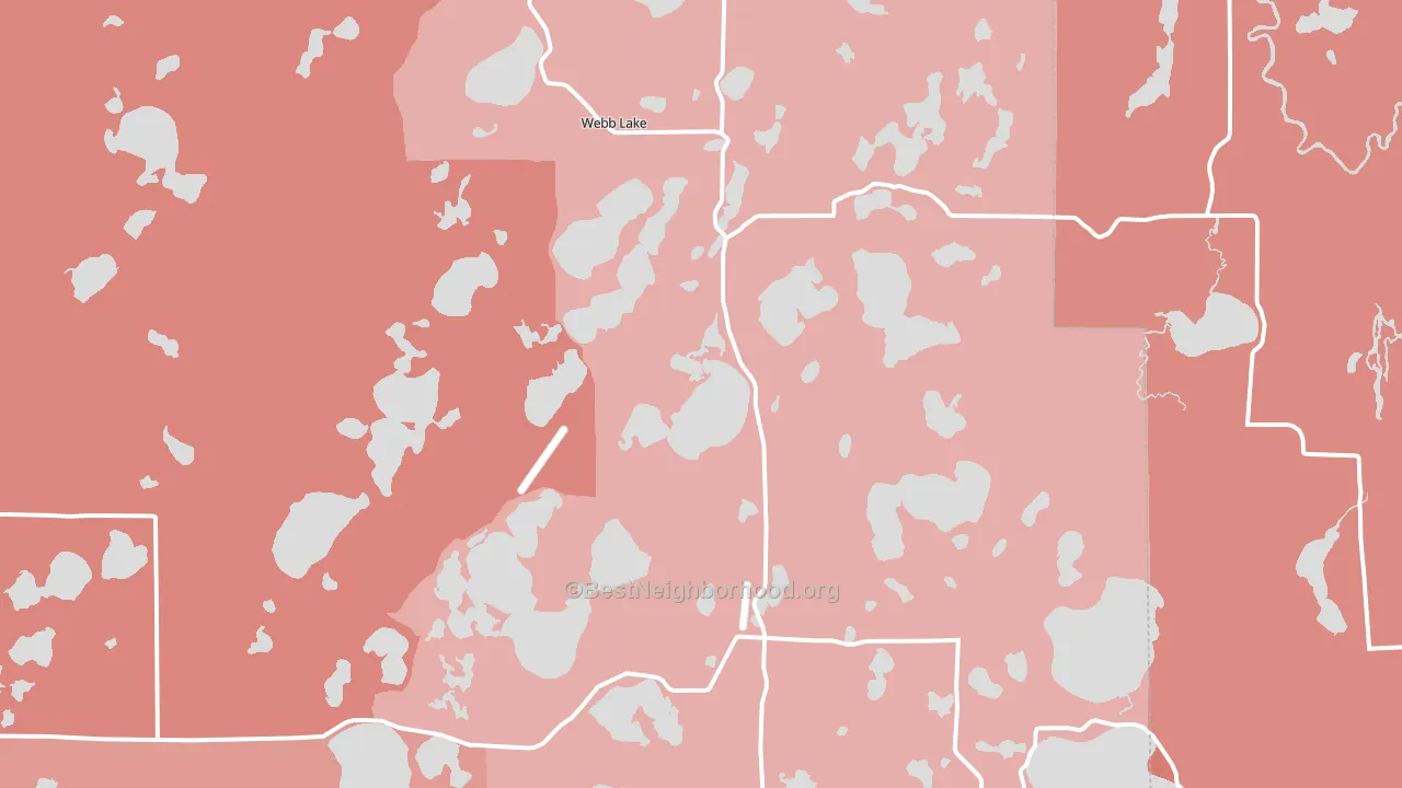 Webb Lake, WI block-group political-lean map