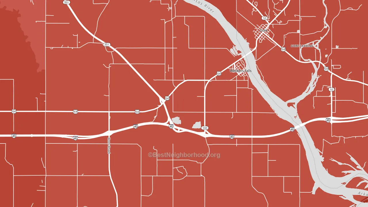 Webbers Falls, OK block-group political-lean map