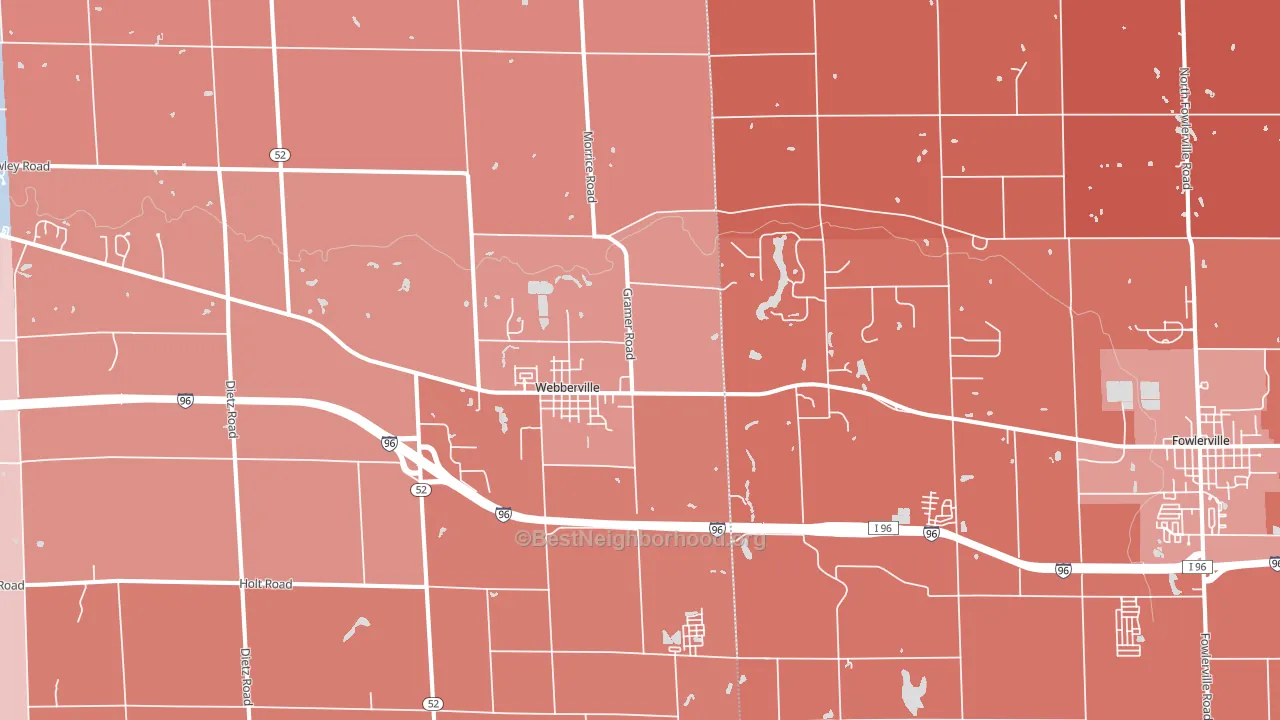 Webberville, MI block-group political-lean map