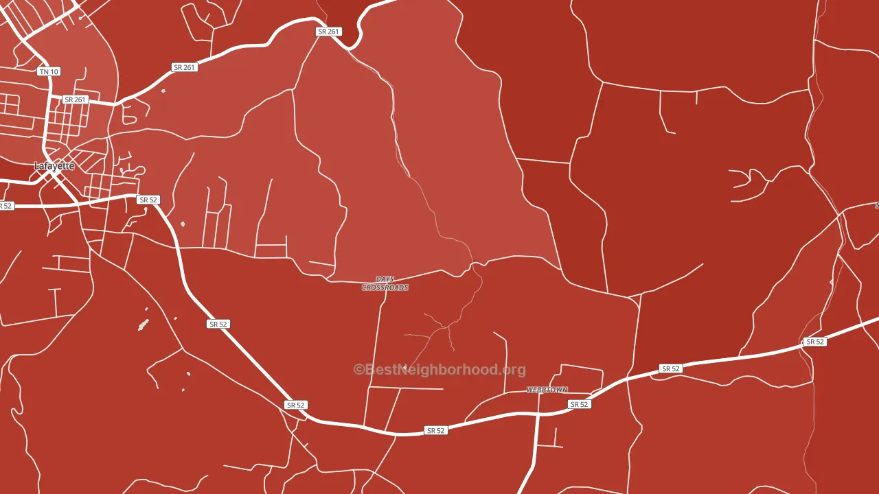 Webbtown, TN block-group political-lean map