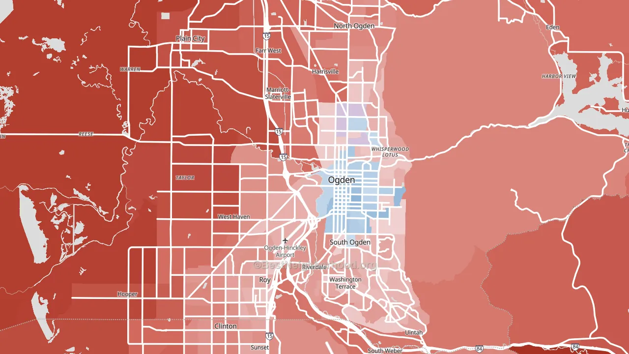 Weber County, UT block-group political-lean map
