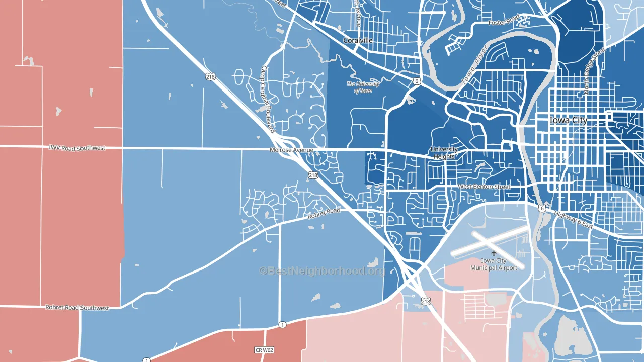 Weber, Iowa City, IA block-group political-lean map
