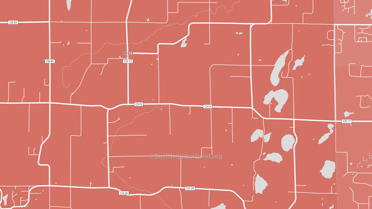Weber, MN block-group political-lean map