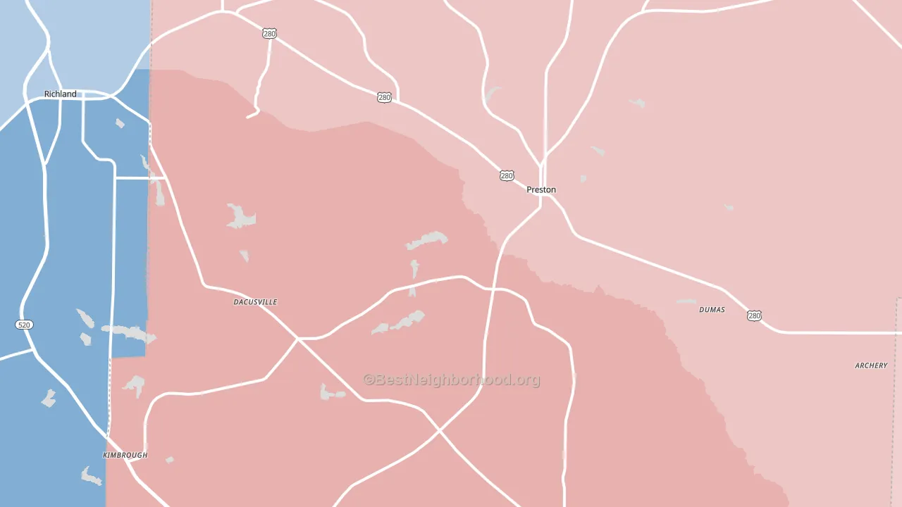 Webster County, GA block-group political-lean map
