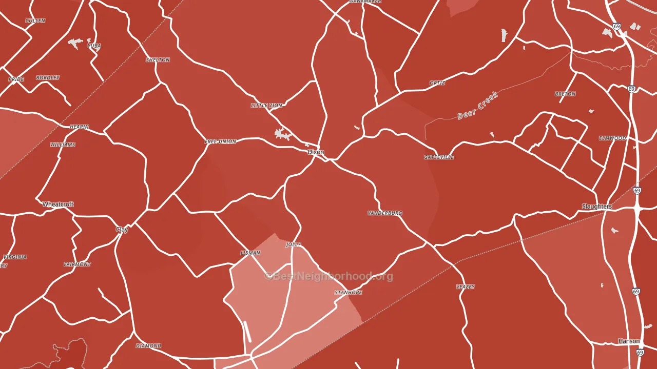 Webster County, KY block-group political-lean map