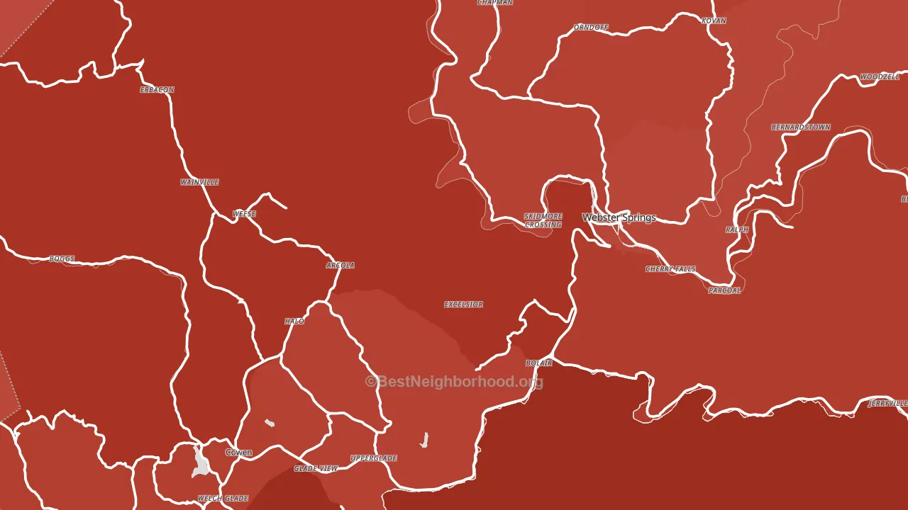 Webster County, WV block-group political-lean map