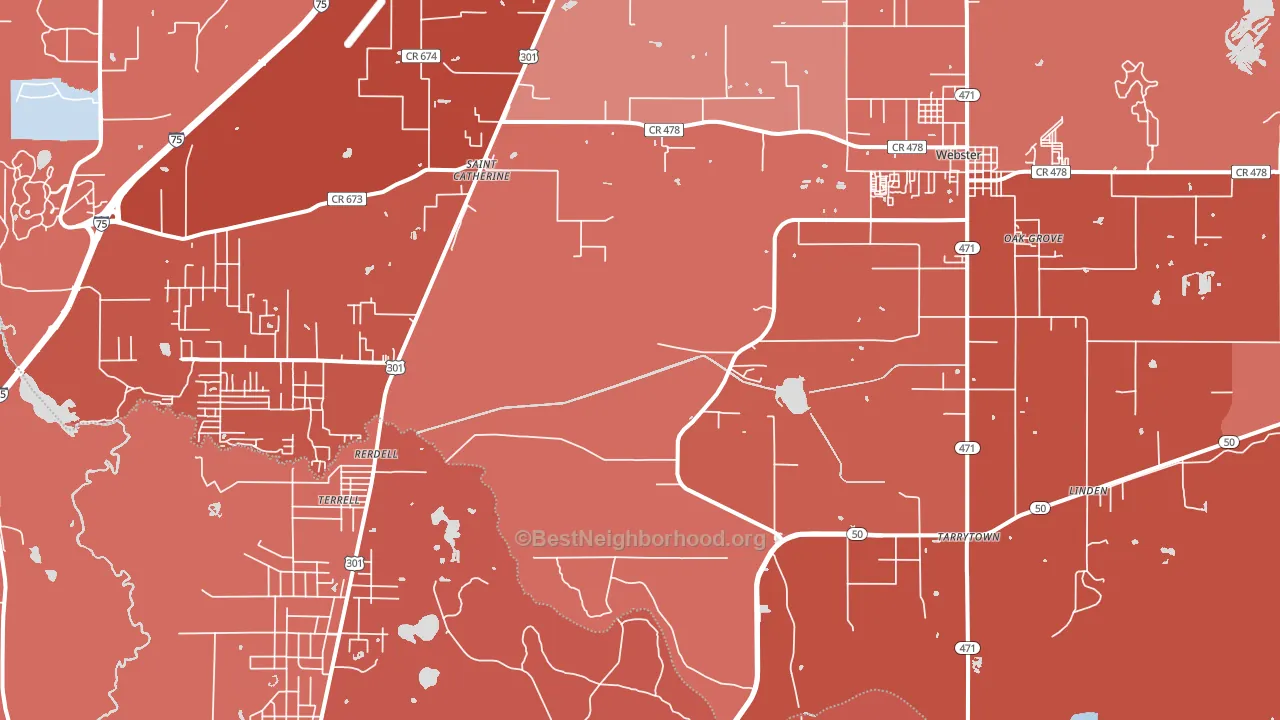 Webster, FL block-group political-lean map