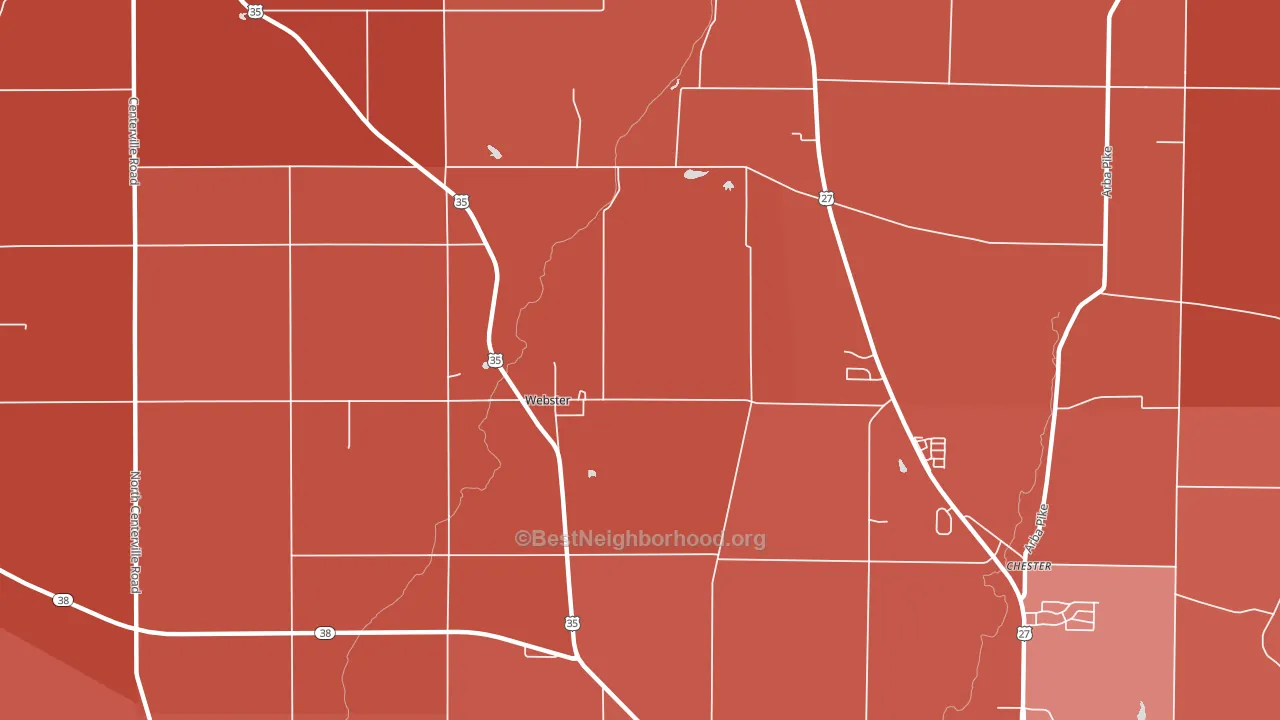 Webster, IN block-group political-lean map
