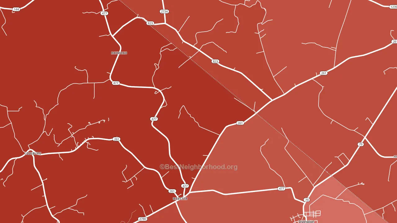 Webster, KY block-group political-lean map