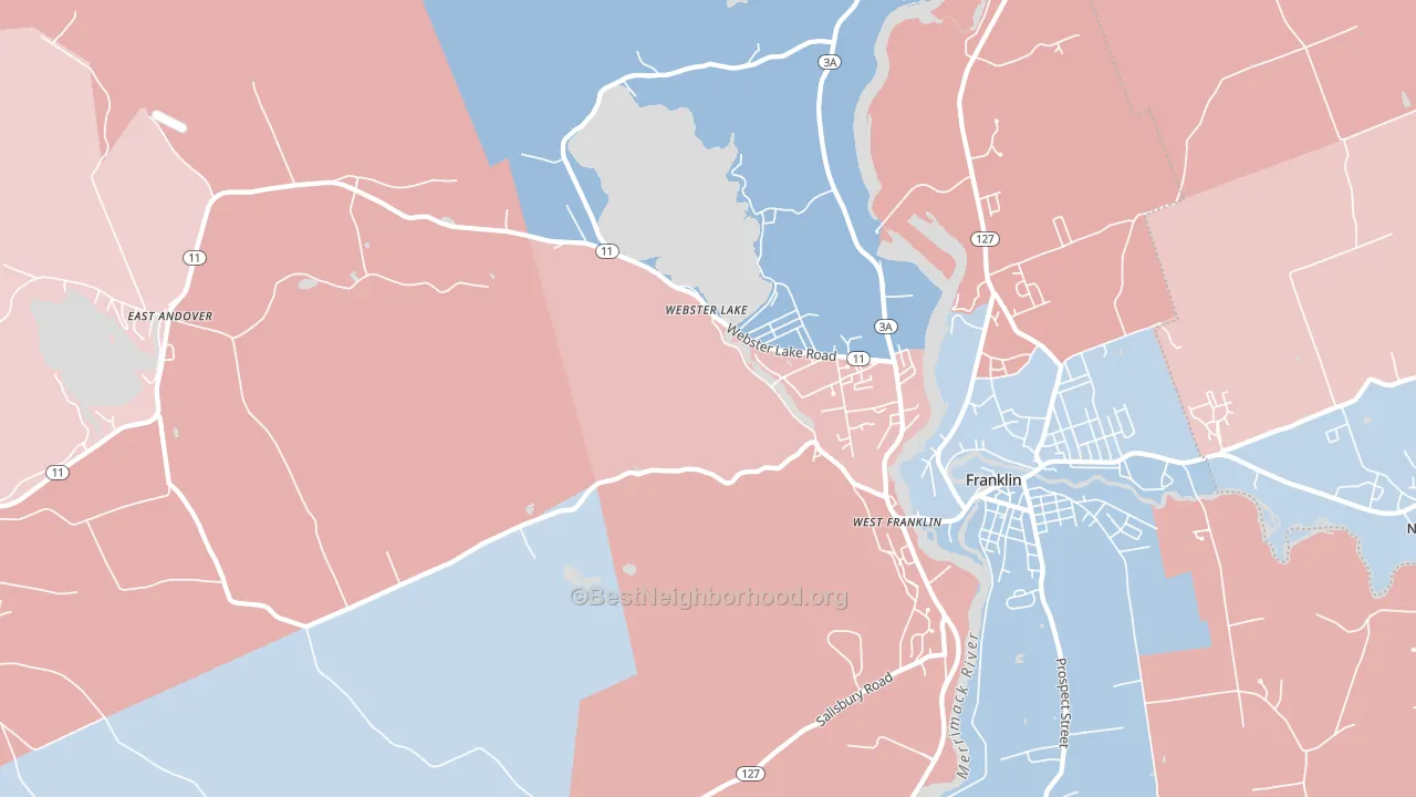 Webster Lake, NH block-group political-lean map