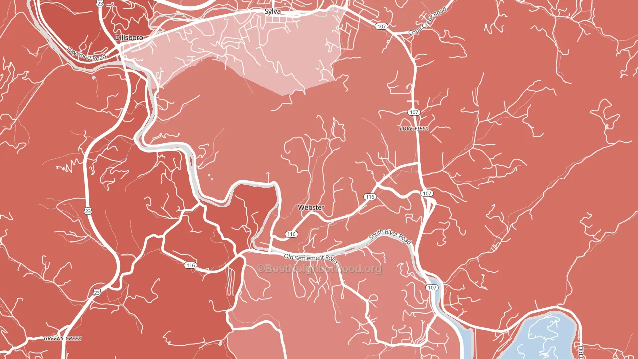 Webster, NC block-group political-lean map