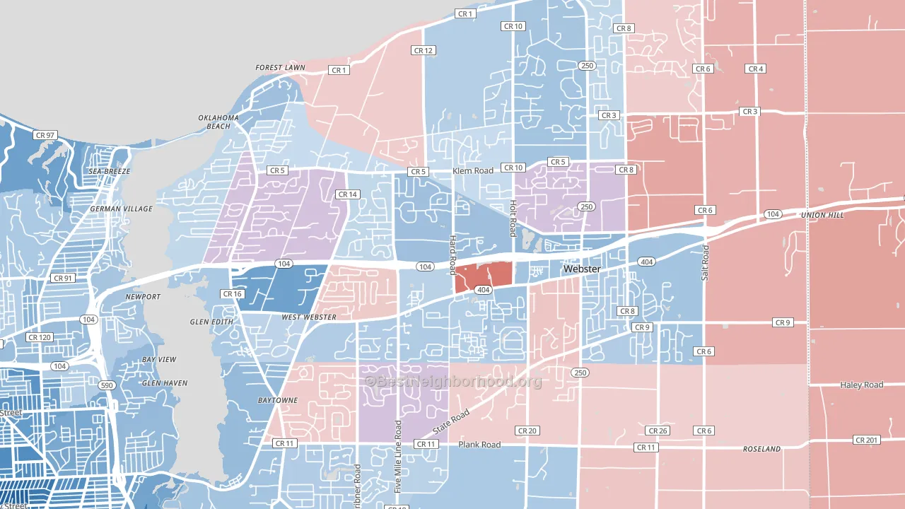 Webster, NY block-group political-lean map
