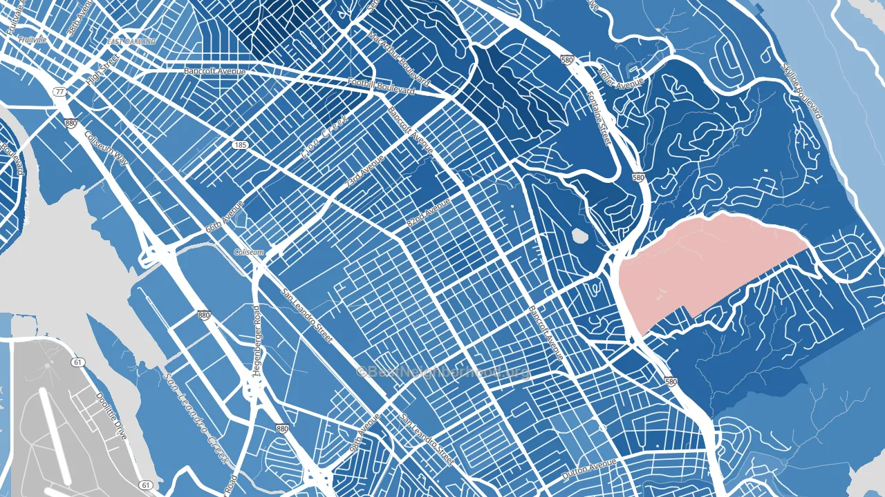 Webster, Oakland, CA block-group political-lean map