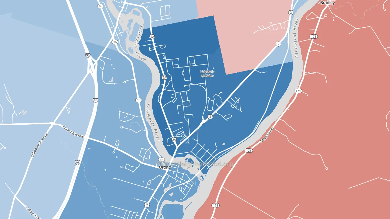 Webster, Orono, ME block-group political-lean map