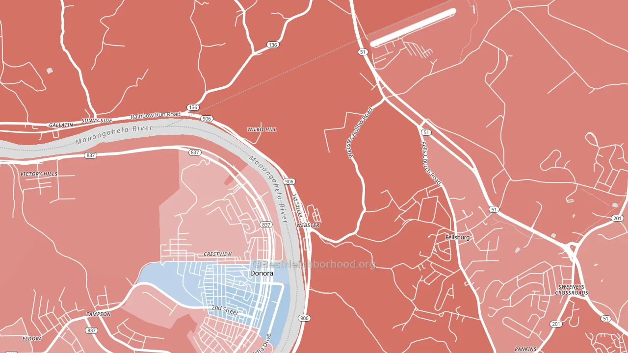 Webster, PA block-group political-lean map