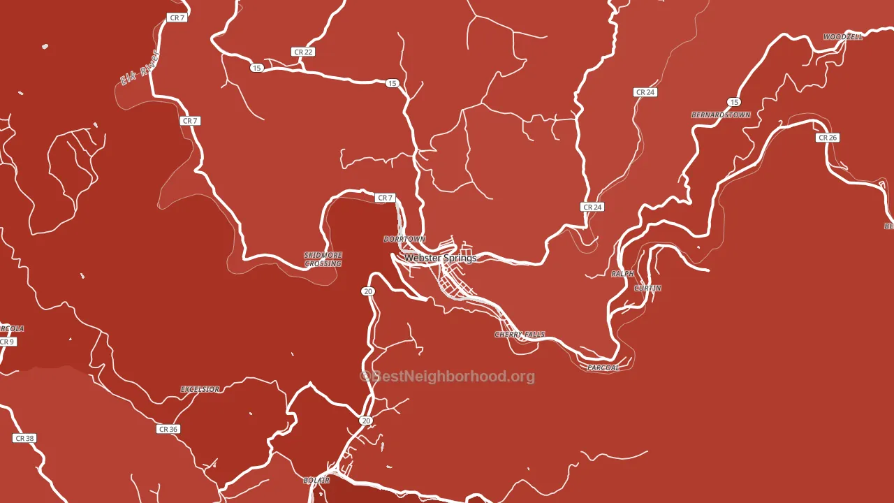 Webster Springs, WV block-group political-lean map