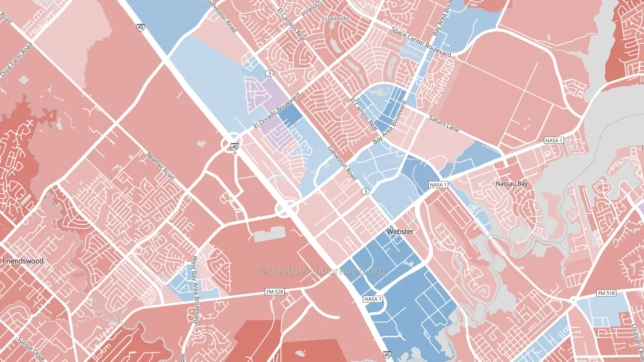 Webster, TX block-group political-lean map