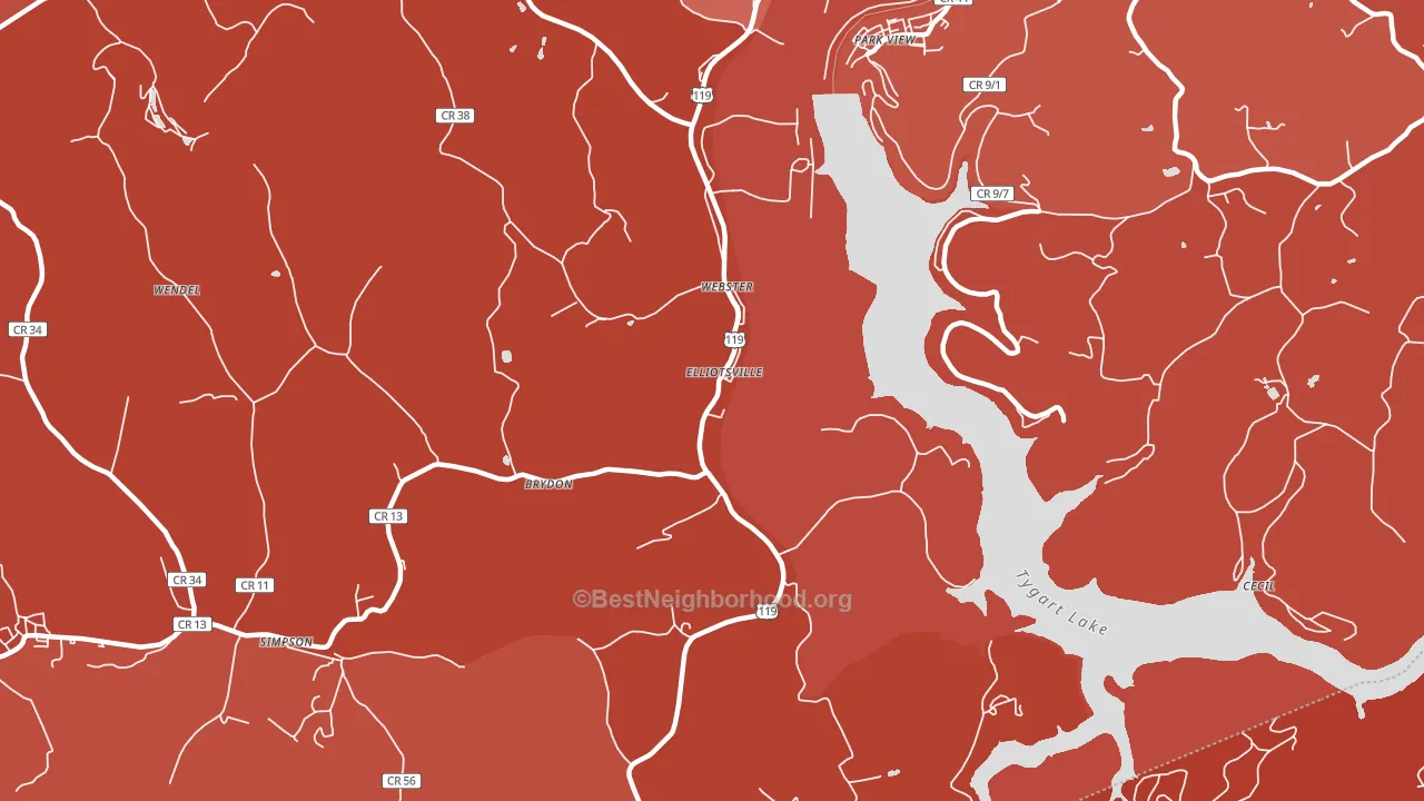 Webster, WV block-group political-lean map