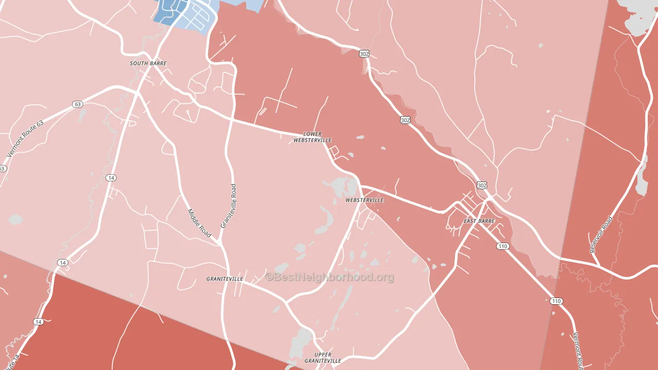 Websterville, VT block-group political-lean map