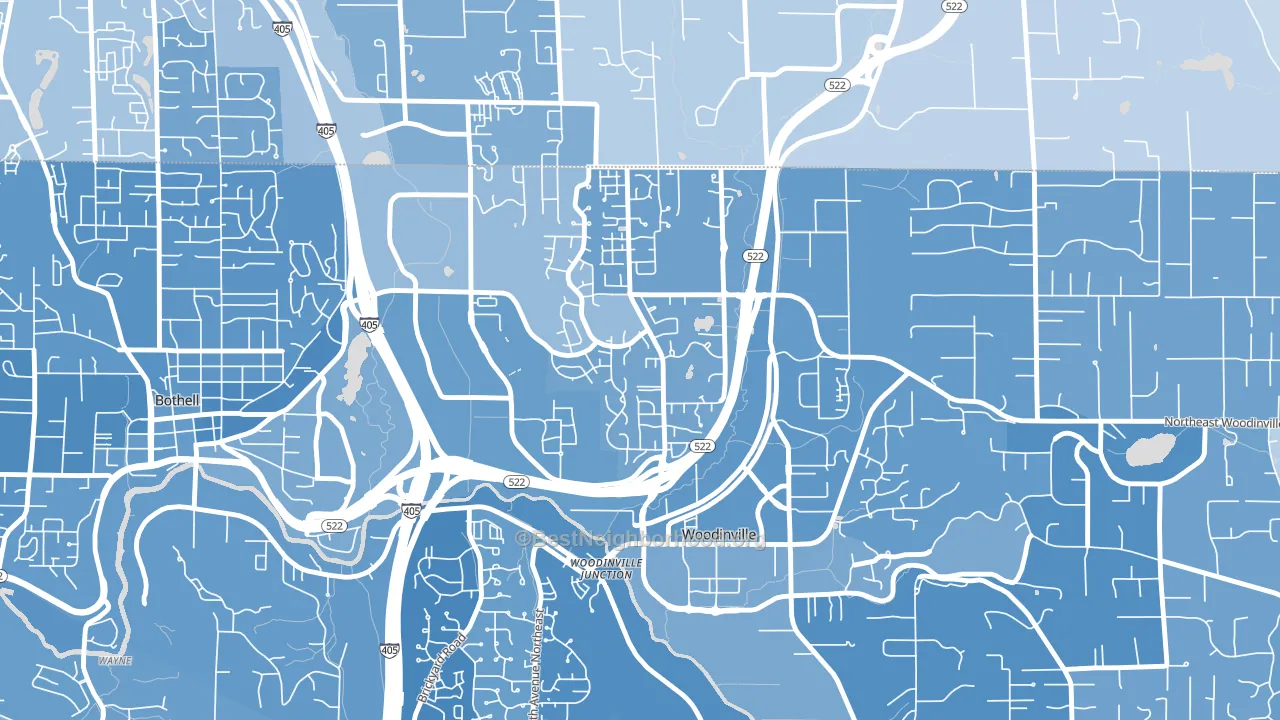 Wedge, Woodinville, WA block-group political-lean map