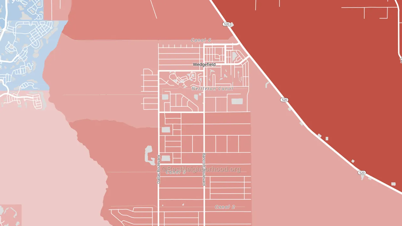 Wedgefield, FL block-group political-lean map