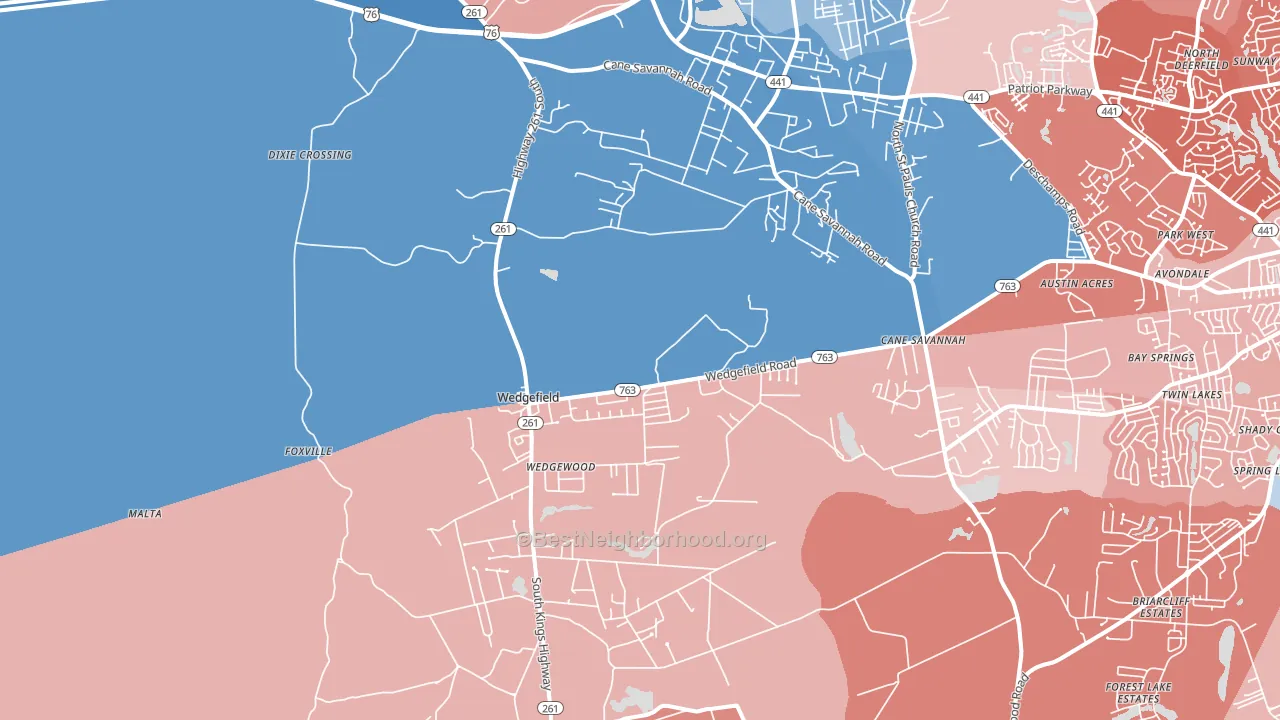 Wedgefield, SC block-group political-lean map