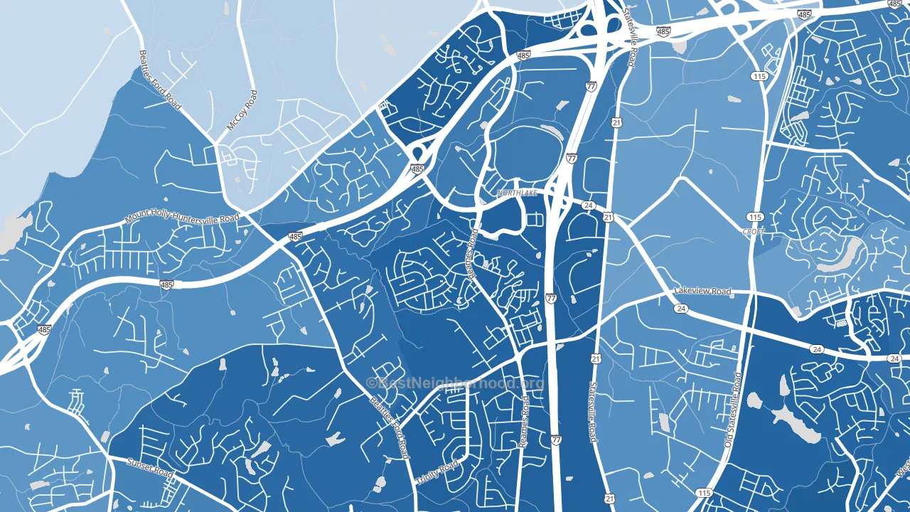 Wedgewood, Charlotte, NC block-group political-lean map