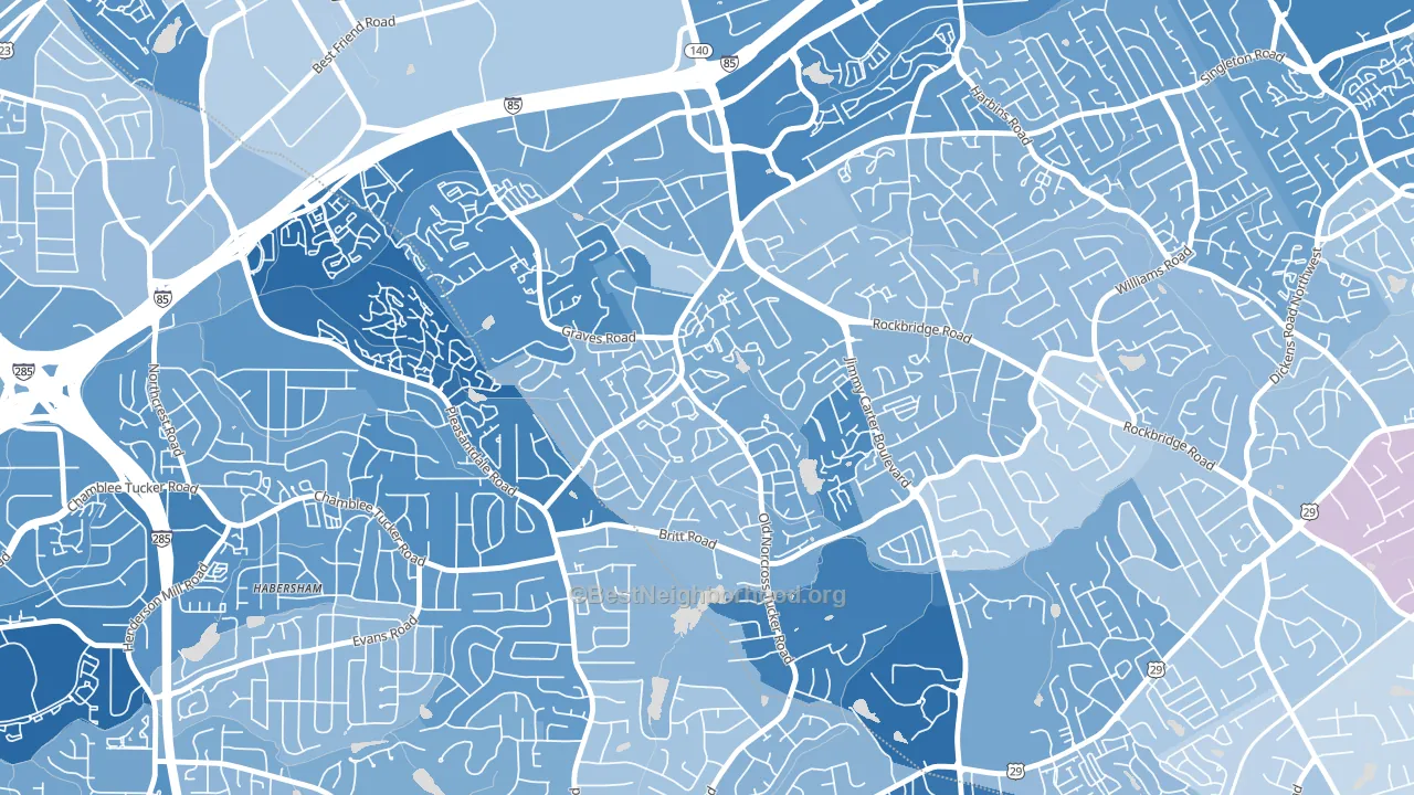 Wedgewood, Tucker, GA block-group political-lean map