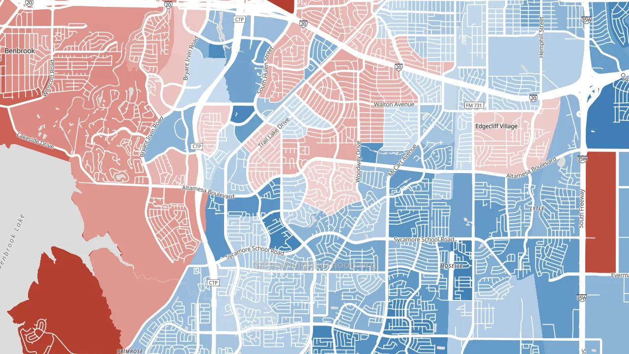 Wedgwood, Fort Worth, TX block-group political-lean map