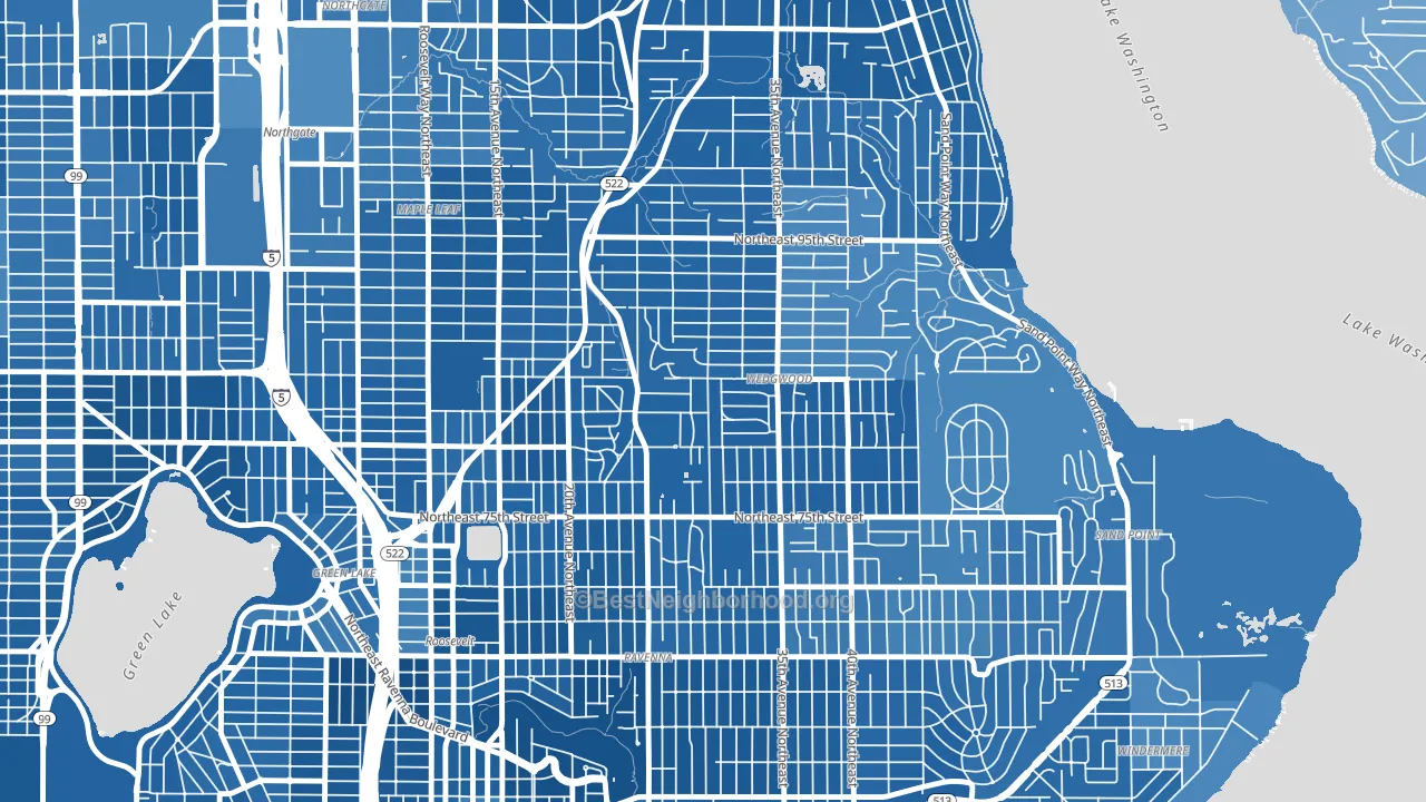 Wedgwood, Seattle, WA block-group political-lean map