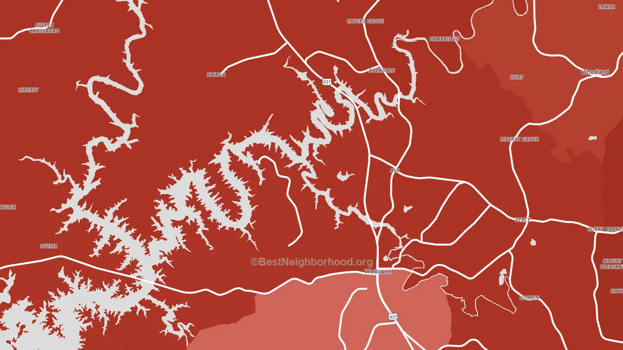 Wedowee, AL block-group political-lean map