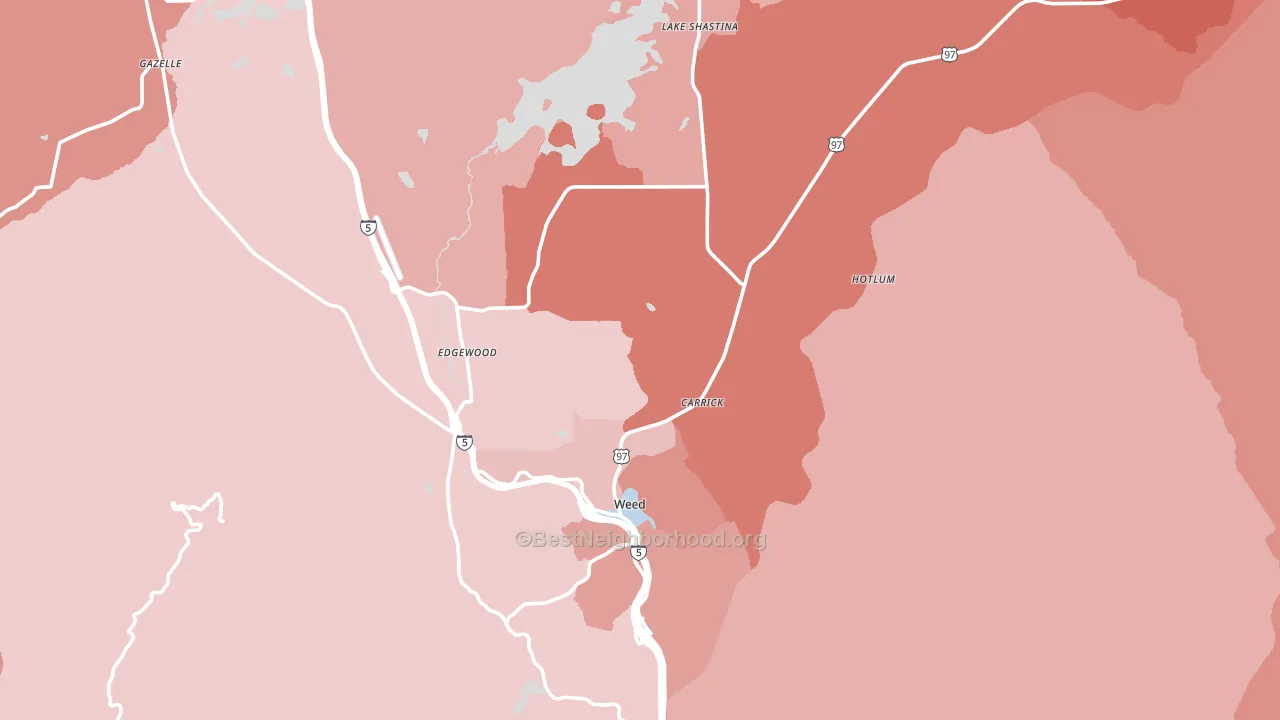 Weed, CA block-group political-lean map