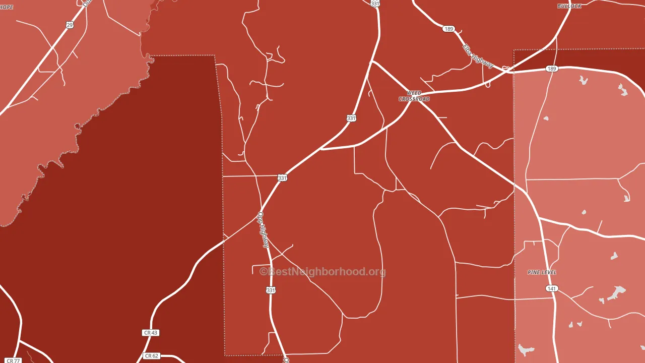 Weed Crossroad, AL block-group political-lean map