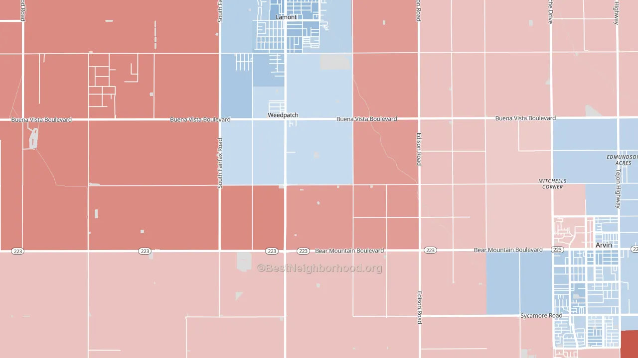 Weedpatch, CA block-group political-lean map