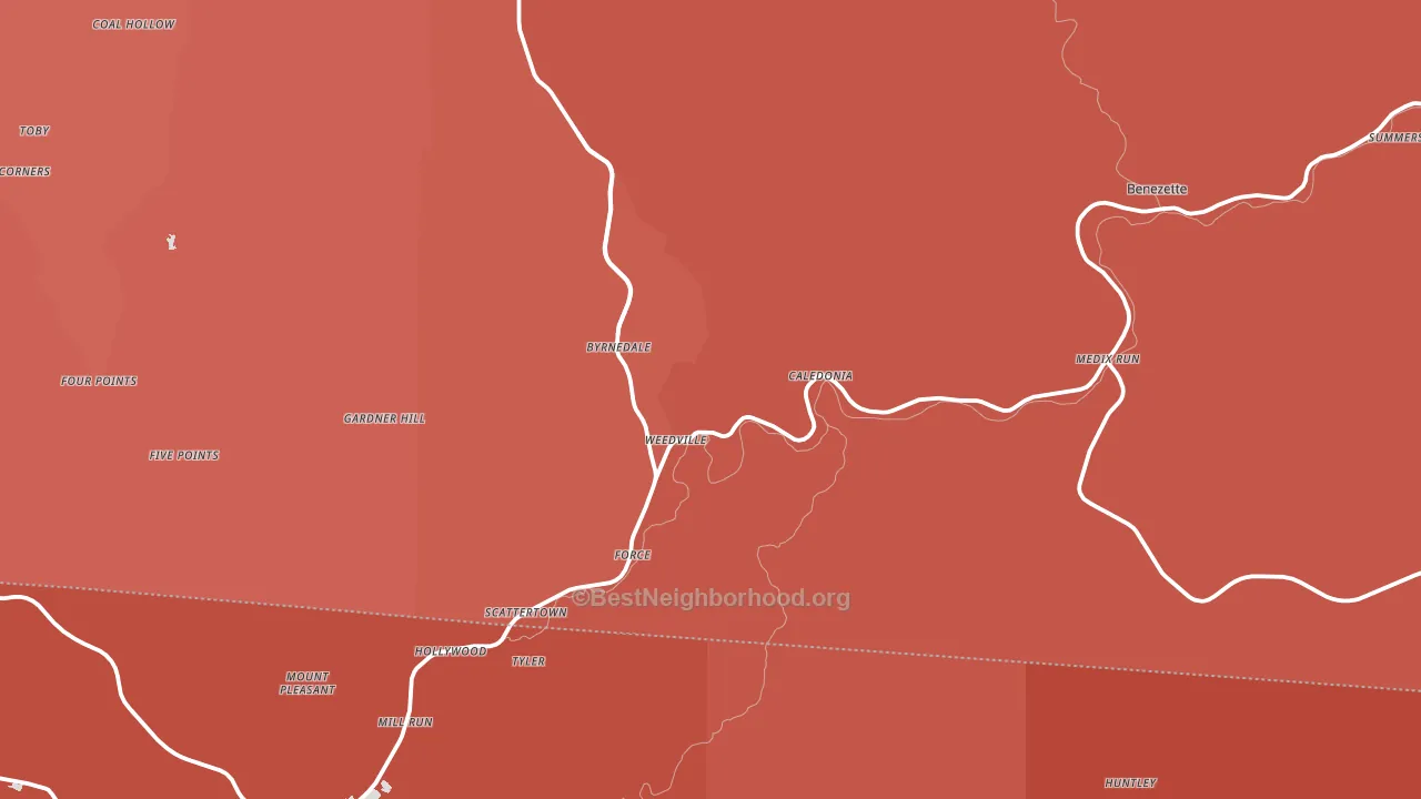 Weedville, PA block-group political-lean map